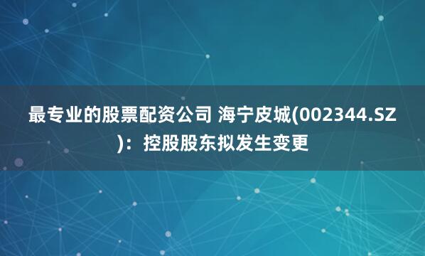最专业的股票配资公司 海宁皮城(002344.SZ)：控股股东拟发生变更